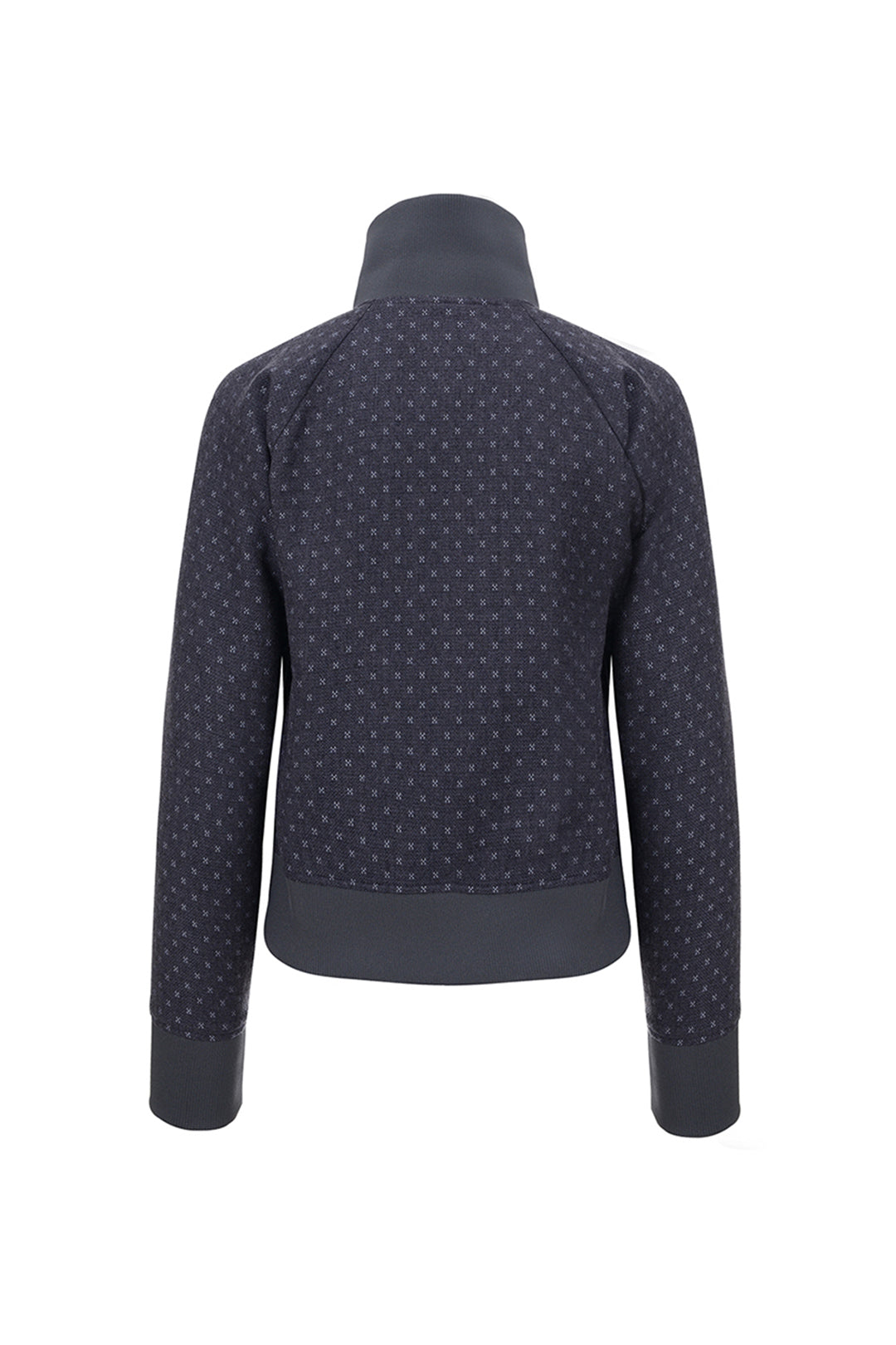 Purple wool track jumper by LOVE CRAZY WILD MAN, showing a cozy, fitted design with ribbed cuffs and collar.