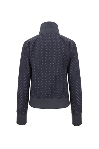 Purple wool track jumper by LOVE CRAZY WILD MAN, showing a cozy, fitted design with ribbed cuffs and collar.