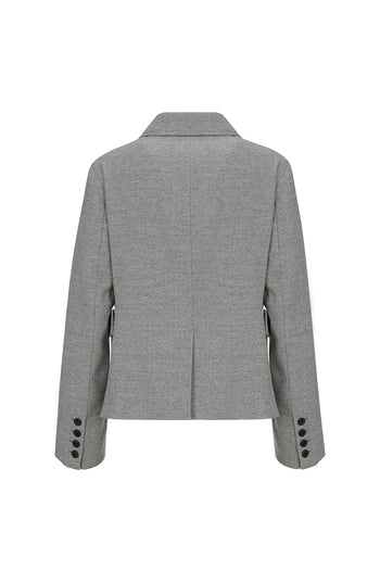LOVE CRAZY WILD MAN Pocket Jacket in melange gray with front pockets and casual fit, perfect for everyday wear.