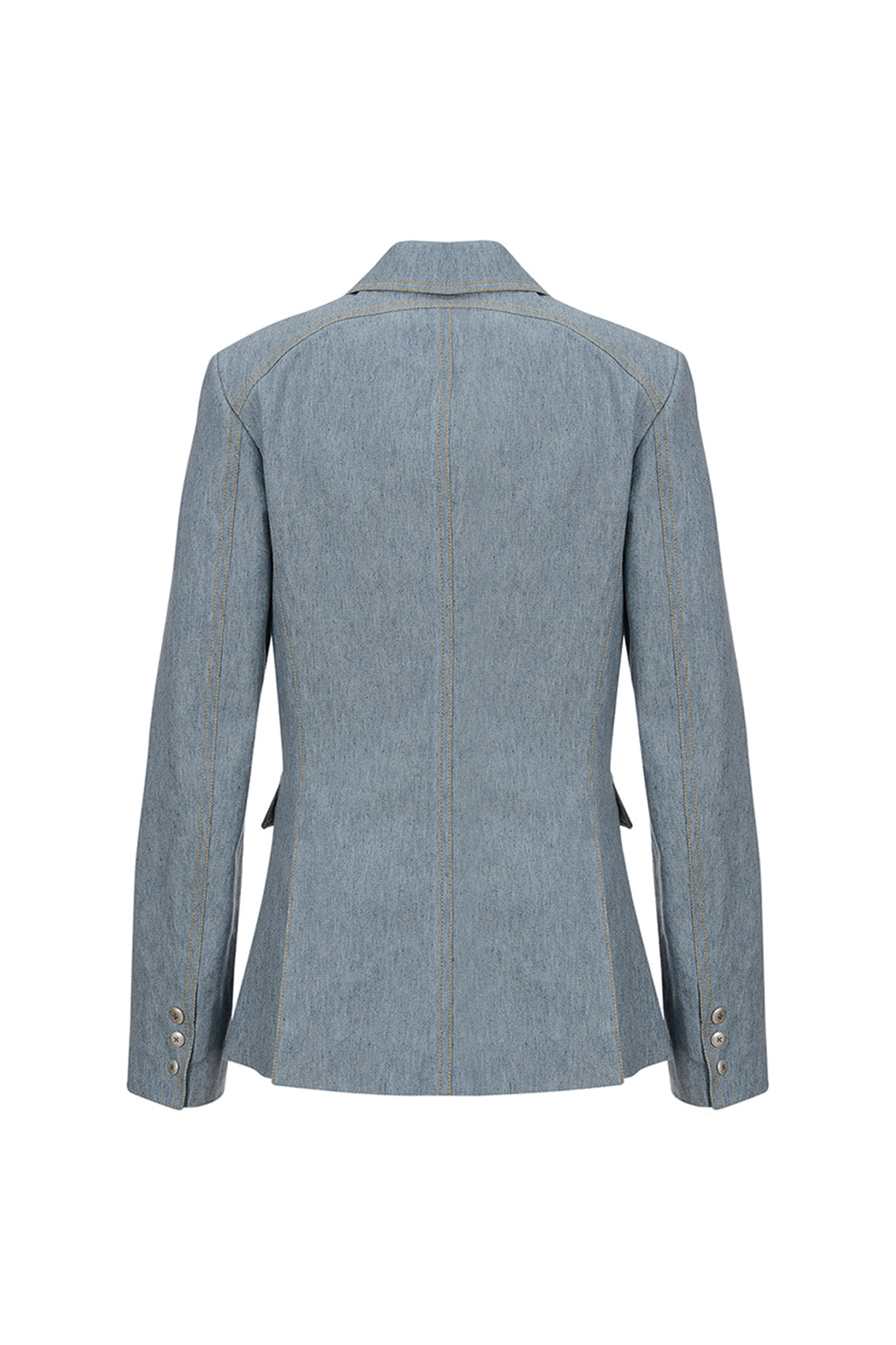 Indigo denim blazer by LOVE CRAZY WILD MAN, stylish casual blazer with classic denim texture and tailored fit.