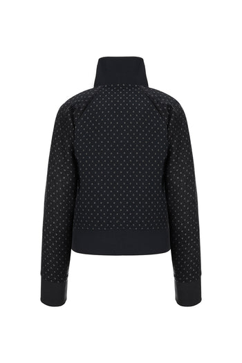 Black wool track jumper by LOVE CRAZY WILD MAN, featuring a comfortable fit and casual style in a close-up view.