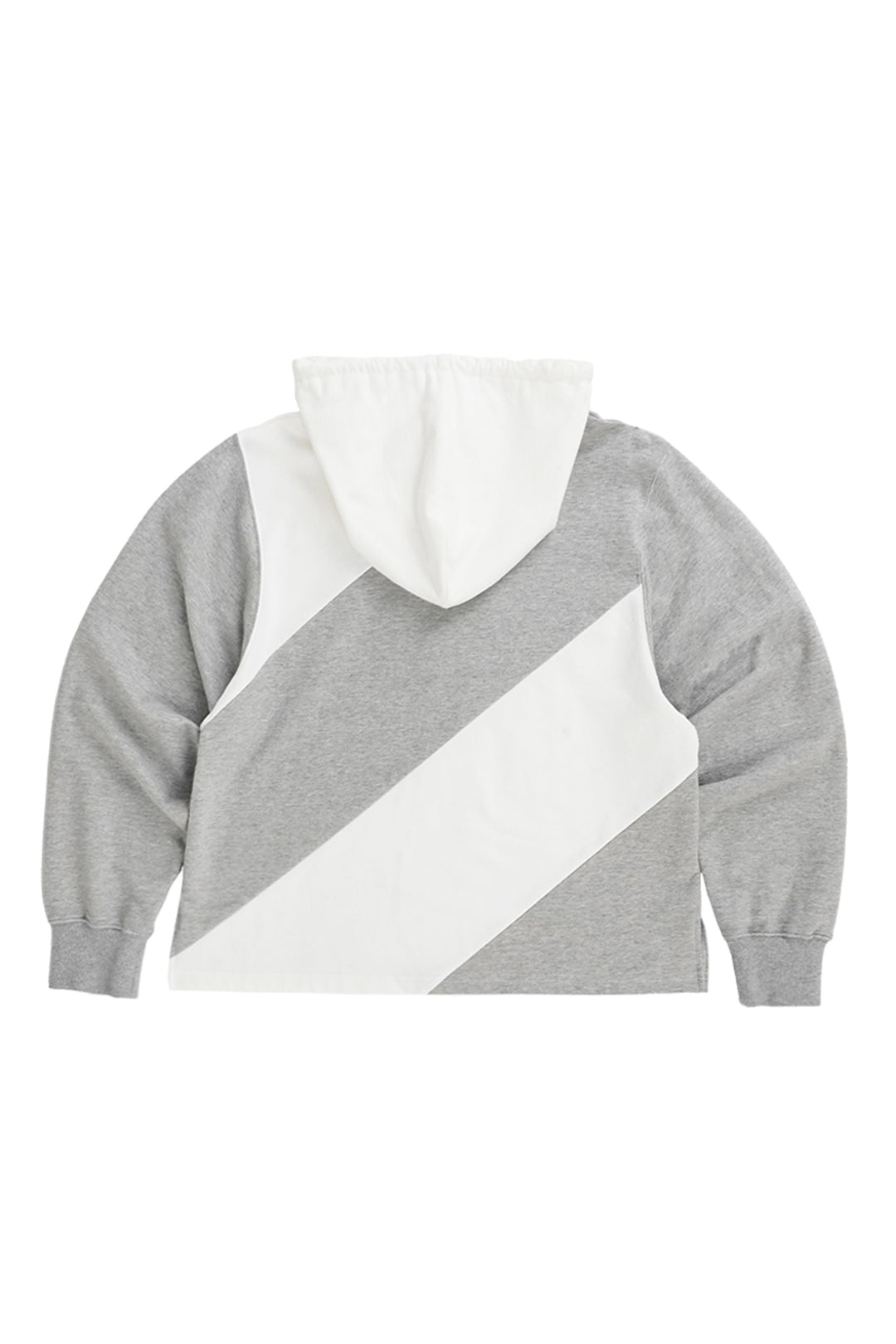 LOVE CRAZY WILD MAN diagonal hoodie in melange fabric, showing the front view with a relaxed fit and stylish design.