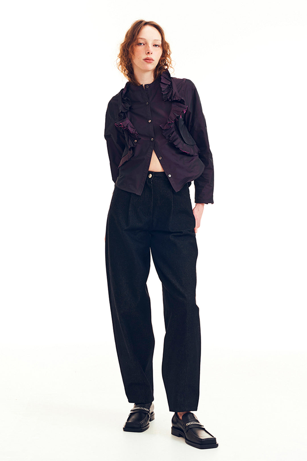 Wavy denim pants from LOVE CRAZY WILD MAN featuring a unique wavy design and classic denim style.