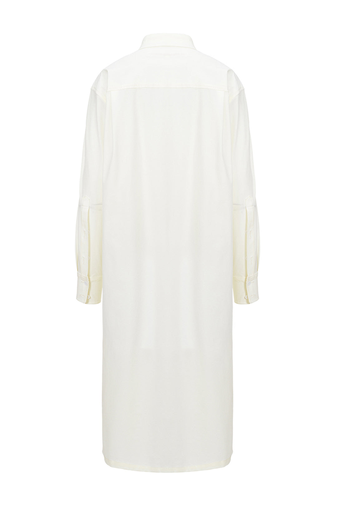 Ivory long shirt jumper by LOVE CRAZY WILD MAN, featuring a relaxed fit and button-front design, displayed on a hanger.