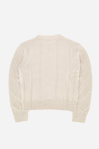 Ivory LOVE CRAZY WILD MAN love sweater featuring a cozy knit design and ribbed cuffs, perfect for casual wear.