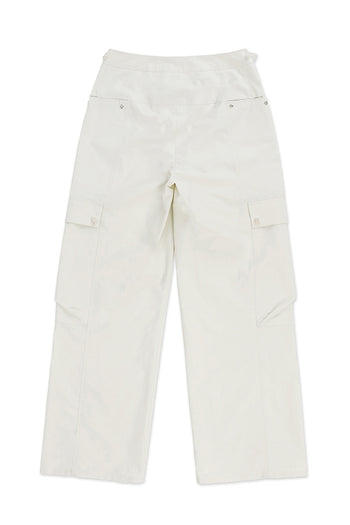 Ivory Tabs Cargo Pants by LOVE CRAZY WILD MAN, featuring multiple pockets and a relaxed fit, shown on a model.