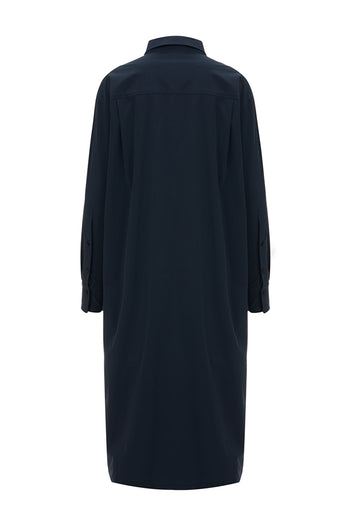 Navy long shirt jumper by LOVE CRAZY WILD MAN, casual shirt with a relaxed fit and button-front design.