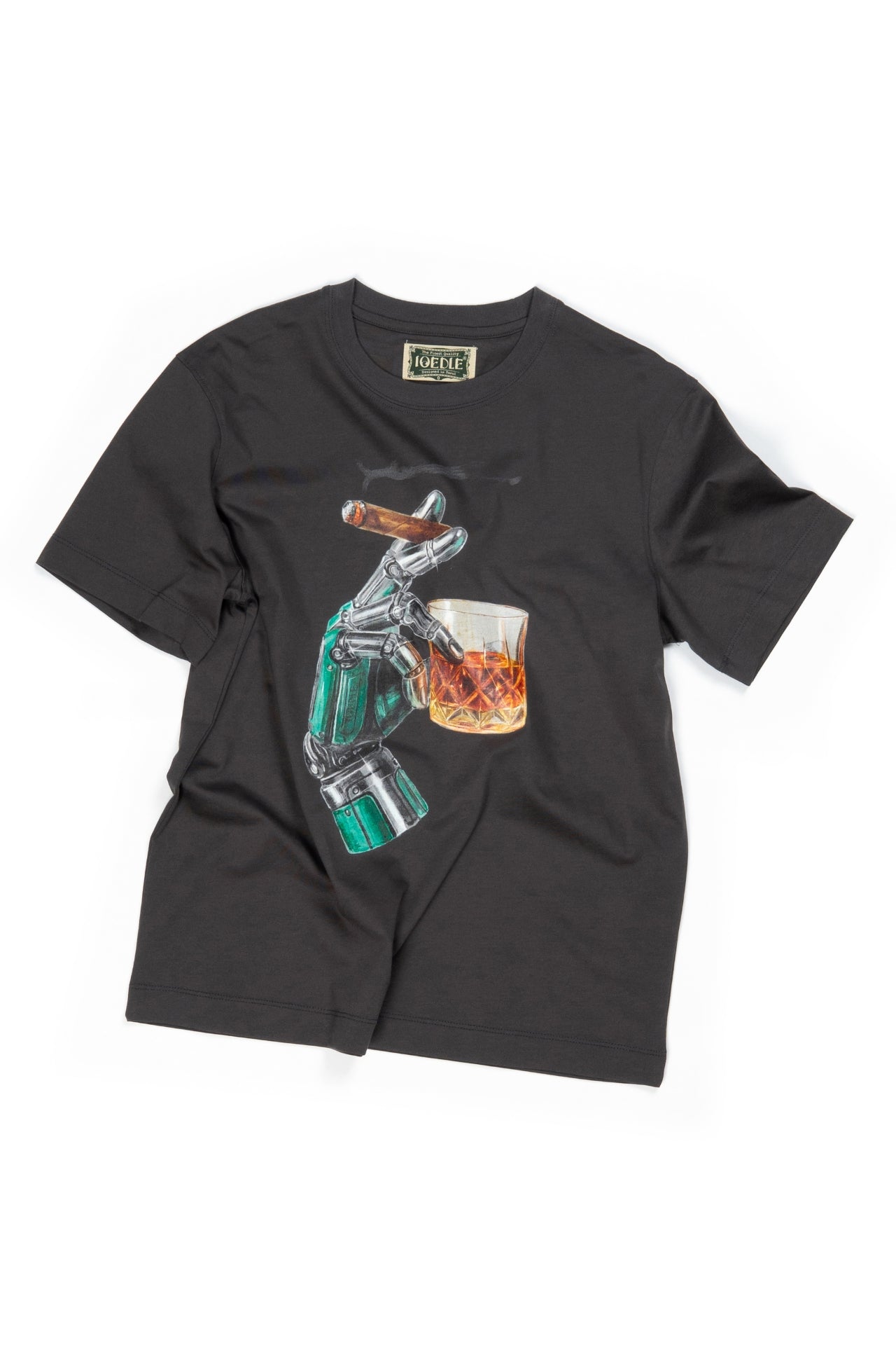 Empty.exe T-shirt from IOEDLE, black tops with a minimalistic design, shown laid flat with short sleeves and round neckline.