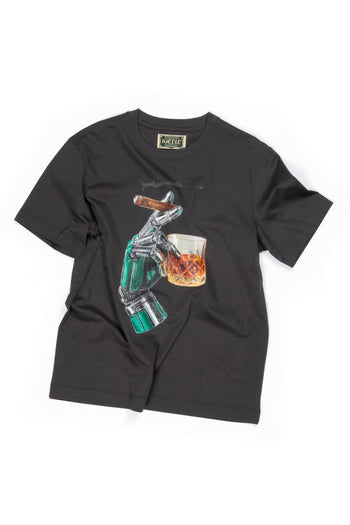 Empty.exe T-shirt from IOEDLE, black tops with a minimalistic design, shown laid flat with short sleeves and round neckline.