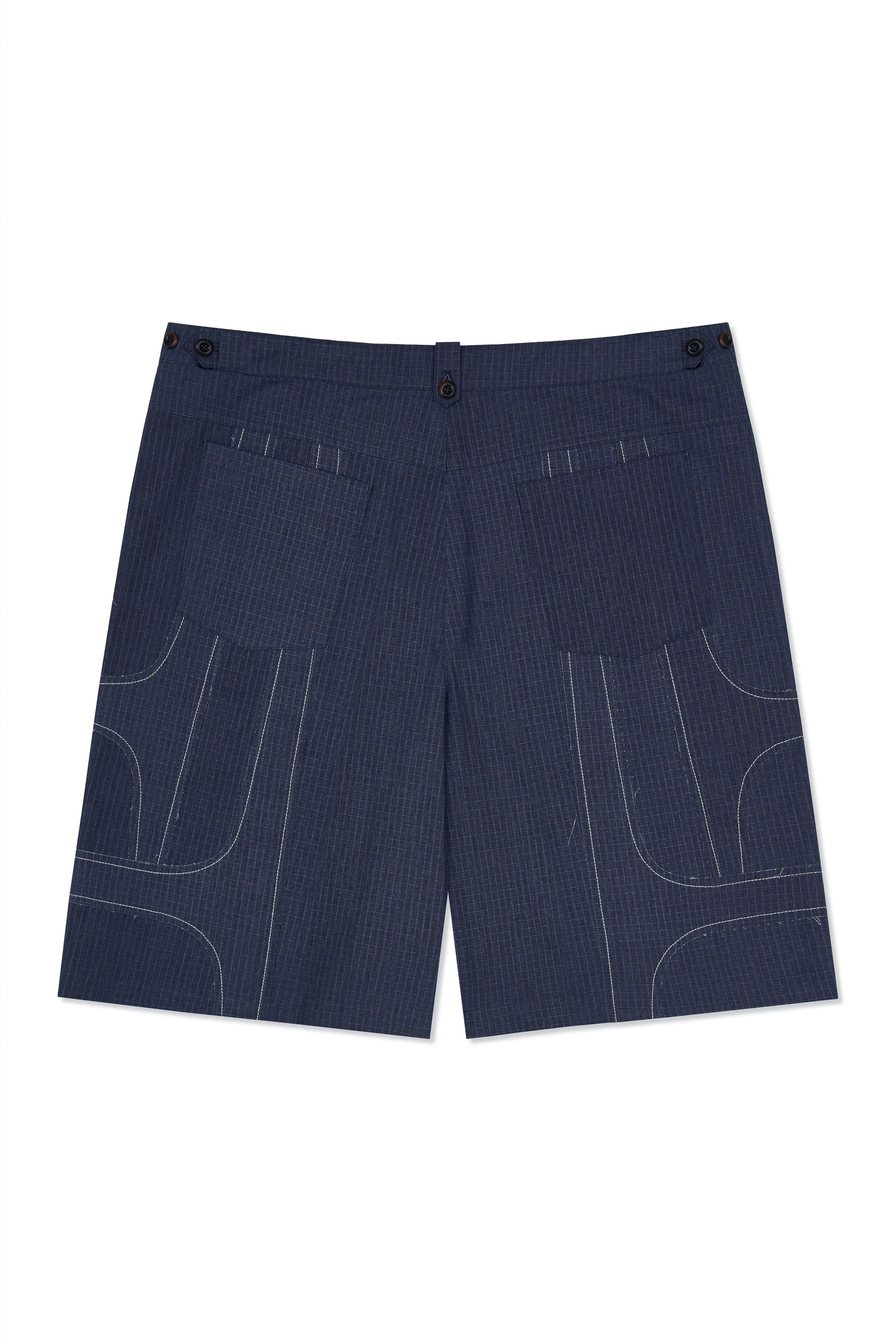 IOEDLE stitched stream shorts with detailed stitching and casual fit, perfect for summer wear and outdoor activities.