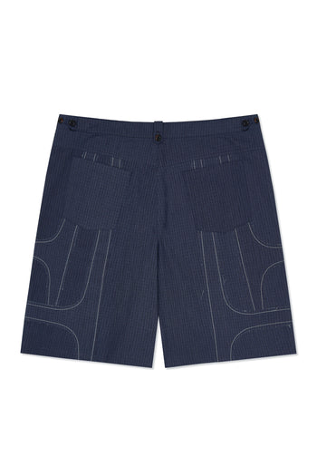 IOEDLE stitched stream shorts with detailed stitching and casual fit, perfect for summer wear and outdoor activities.