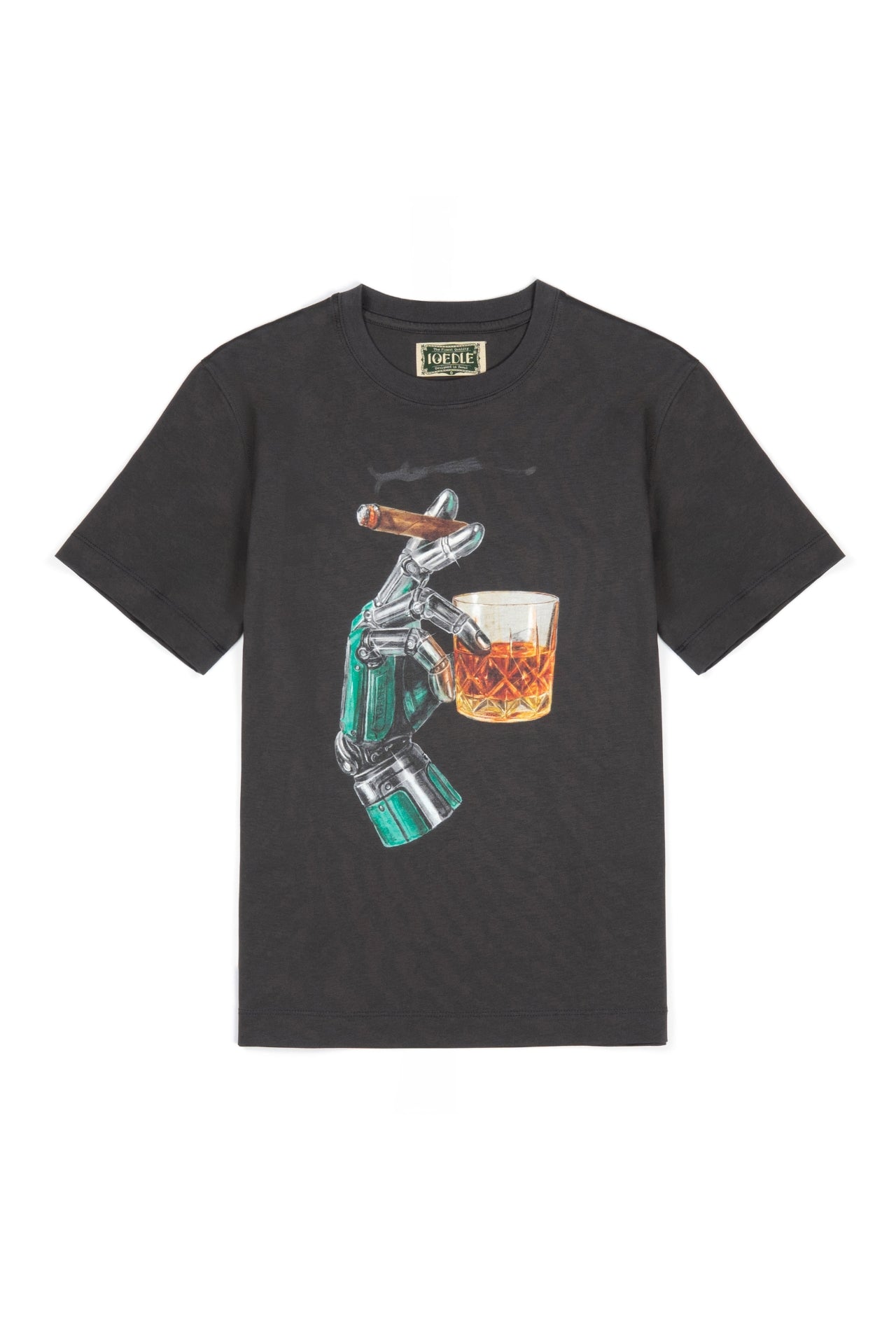 Empty.exe T-shirt from IOEDLE, black tops with minimalist graphic design, casual fit, displayed on a hanger.