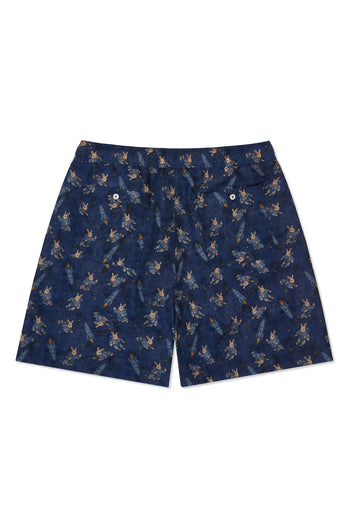 IOEDLE porcelain flight shorts, lightweight casual shorts with a smooth porcelain pattern, front and side view.