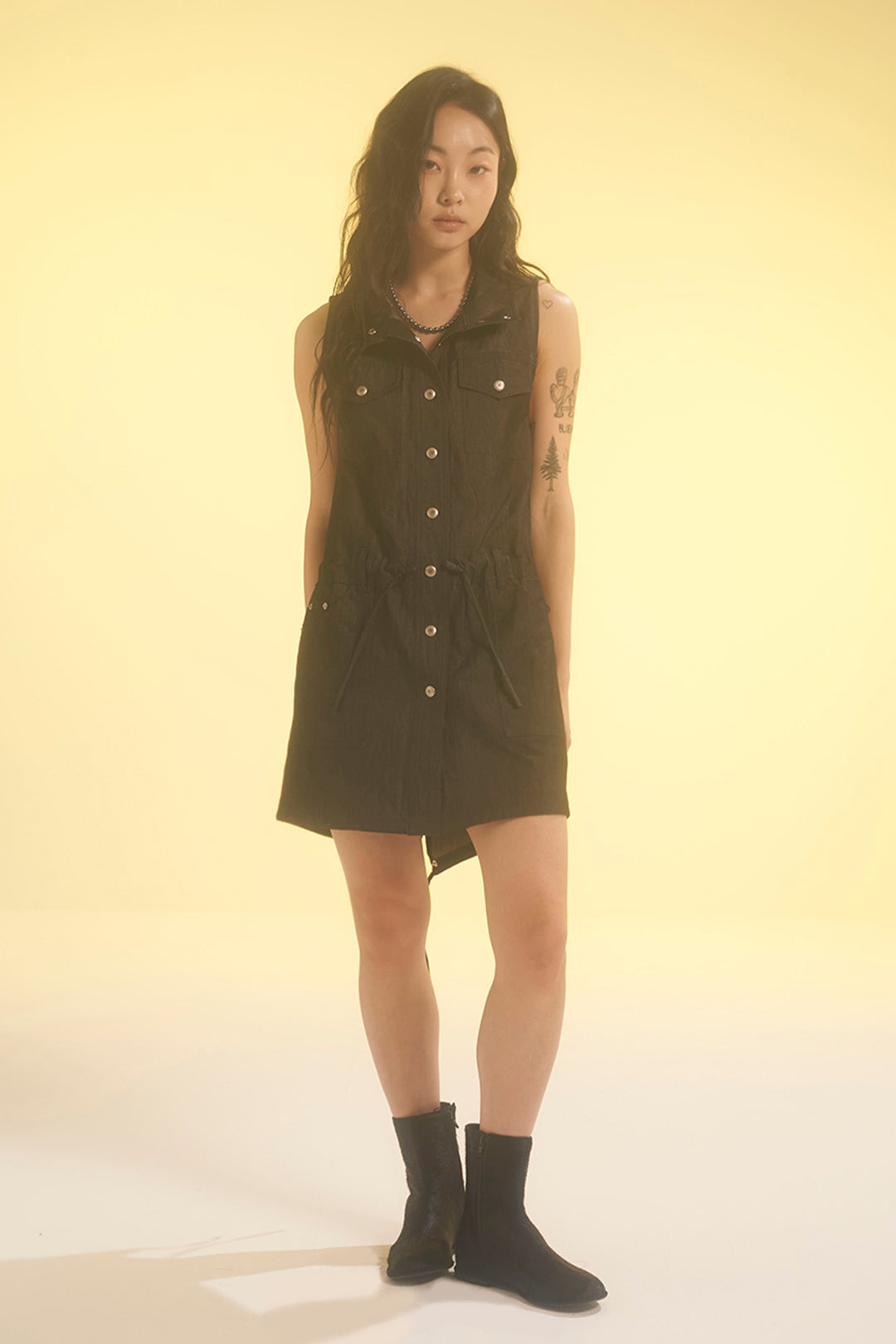 Charcoal Safari Dress by LOVE CRAZY WILD MAN, featuring a stylish, comfortable dress with a relaxed fit and subtle detailing.