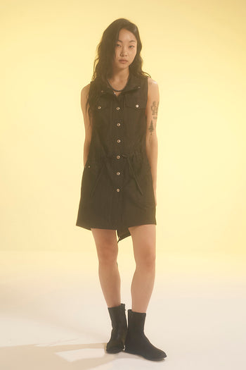 Charcoal Safari Dress by LOVE CRAZY WILD MAN, featuring a stylish, comfortable dress with a relaxed fit and subtle detailing.