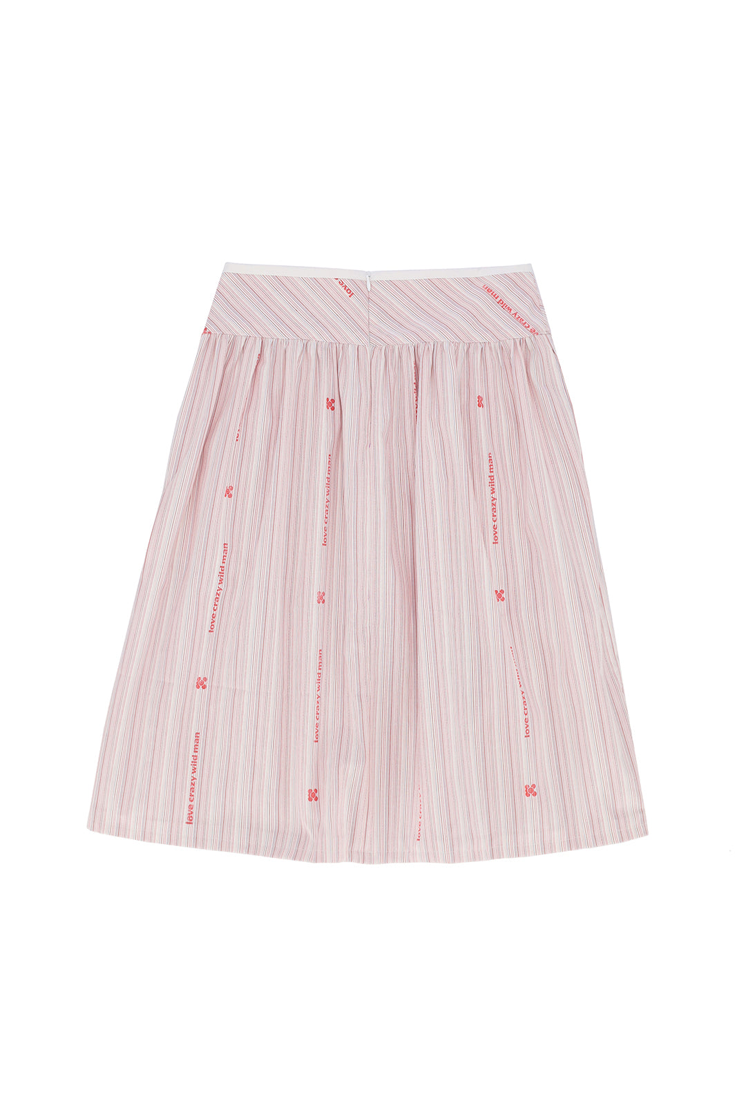 Love Crazy Wild Man balloon ribbed skirt shown from a 3/4 angle, featuring a textured fabric and fitted silhouette.