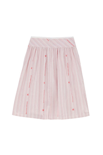 Love Crazy Wild Man balloon ribbed skirt shown from a 3/4 angle, featuring a textured fabric and fitted silhouette.