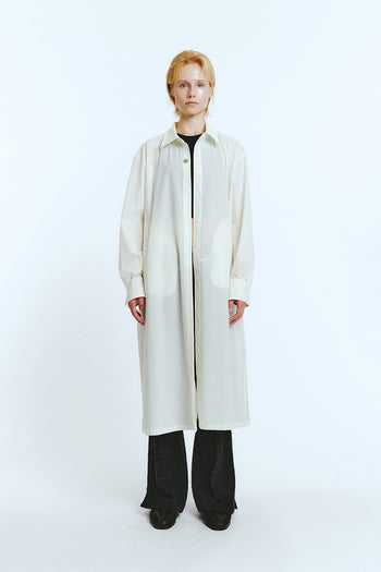 Ivory long shirt jumper by LOVE CRAZY WILD MAN, featuring a relaxed fit and soft fabric, styled with rolled-up sleeves.