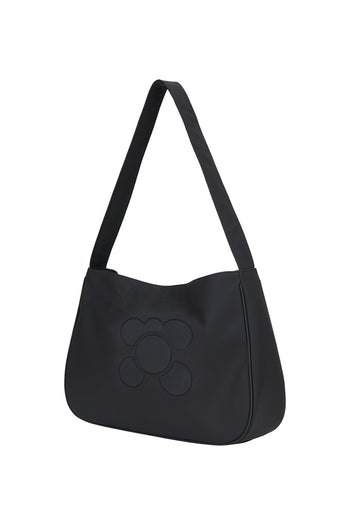 Black Packman Bag by LOVE CRAZY WILD MAN, showing front view with adjustable straps and spacious interior.