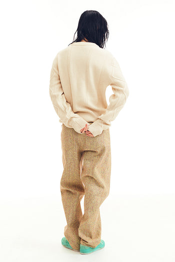 Love Crazy Wild Man ivory sweater, cozy knit with a relaxed fit, displayed on a neutral background.