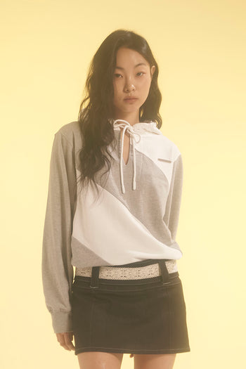 LOVE CRAZY WILD MAN diagonal hoodie in melange fabric, featuring a stylish casual hoodie with a relaxed fit.