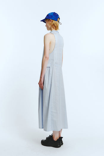 LOVE CRAZY WILD MAN high neck blue stripe dress with long sleeves and fitted silhouette, perfect for casual or semi-formal wear.