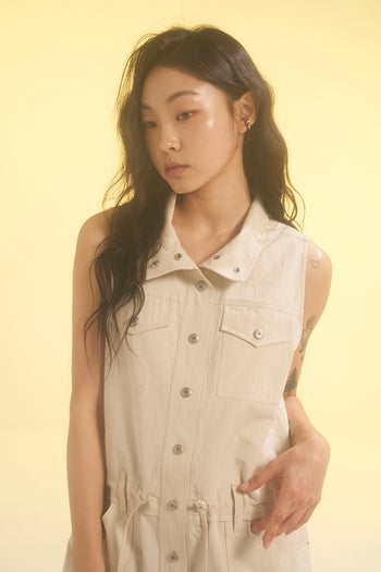 Ivory Safari Dress by LOVE CRAZY WILD MAN featuring a relaxed fit, cotton fabric, and stylish safari-inspired design.