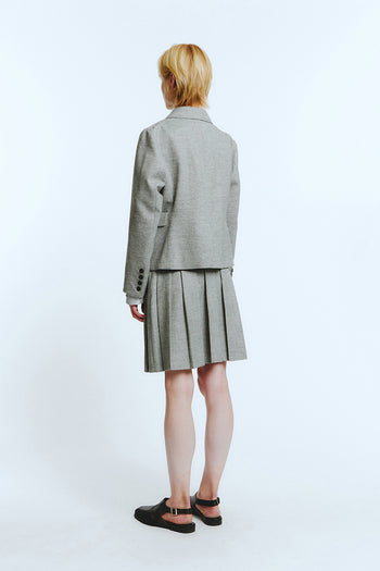 LOVE CRAZY WILD MAN Pocket Jacket in melange gray, showing a stylish, lightweight jacket with a zip front and pocket details.