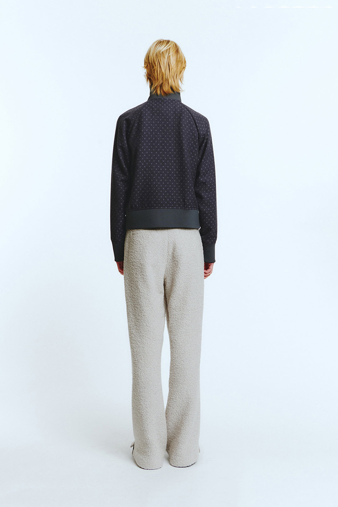 Purple wool track jumper by LOVE CRAZY WILD MAN, featuring a cozy knit texture and a relaxed fit.