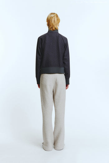 Purple wool track jumper by LOVE CRAZY WILD MAN, featuring a cozy knit texture and a relaxed fit.