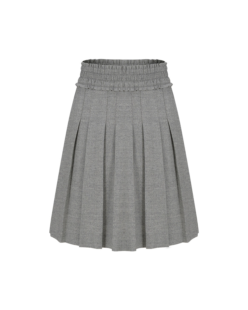 Grey frill pleats skirt by LOVE CRAZY WILD MAN, featuring layered pleats and a stylish, flowing design.