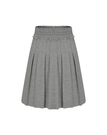 Grey frill pleats skirt by LOVE CRAZY WILD MAN, featuring layered pleats and a stylish, flowing design.