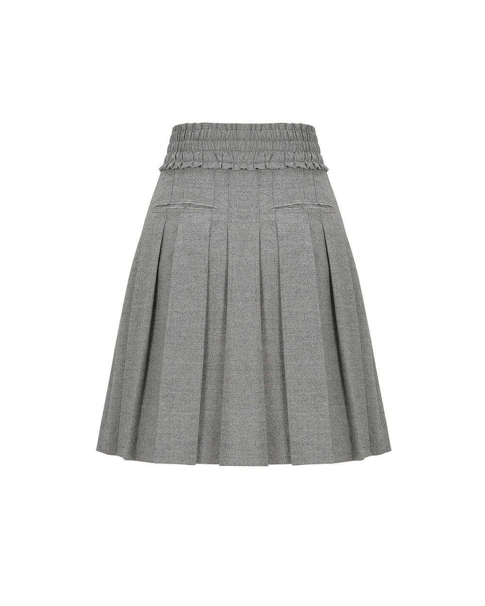 Love Crazy Wild Man frill pleats skirt in melange grey, featuring layered pleats and a stylish, flowy design.
