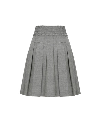 Love Crazy Wild Man frill pleats skirt in melange grey, featuring layered pleats and a stylish, flowy design.