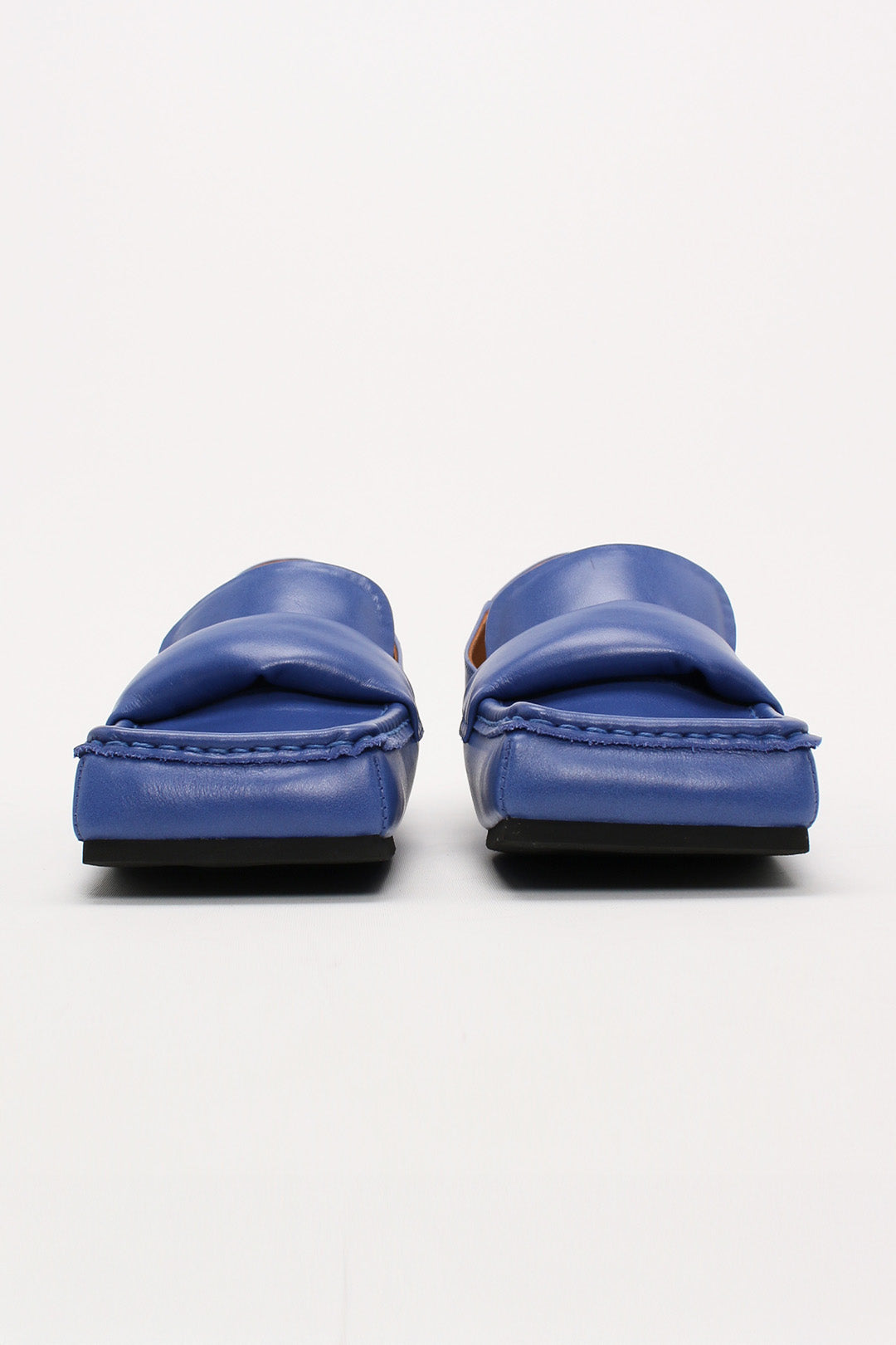 Blue Arno Penny Loafers by Finoacinque, stylish flat shoes with a classic penny loafer design and sleek leather finish.