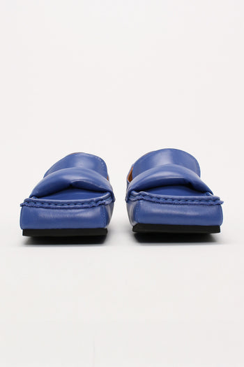 Blue Arno Penny Loafers by Finoacinque, stylish flat shoes with a classic penny loafer design and sleek leather finish.