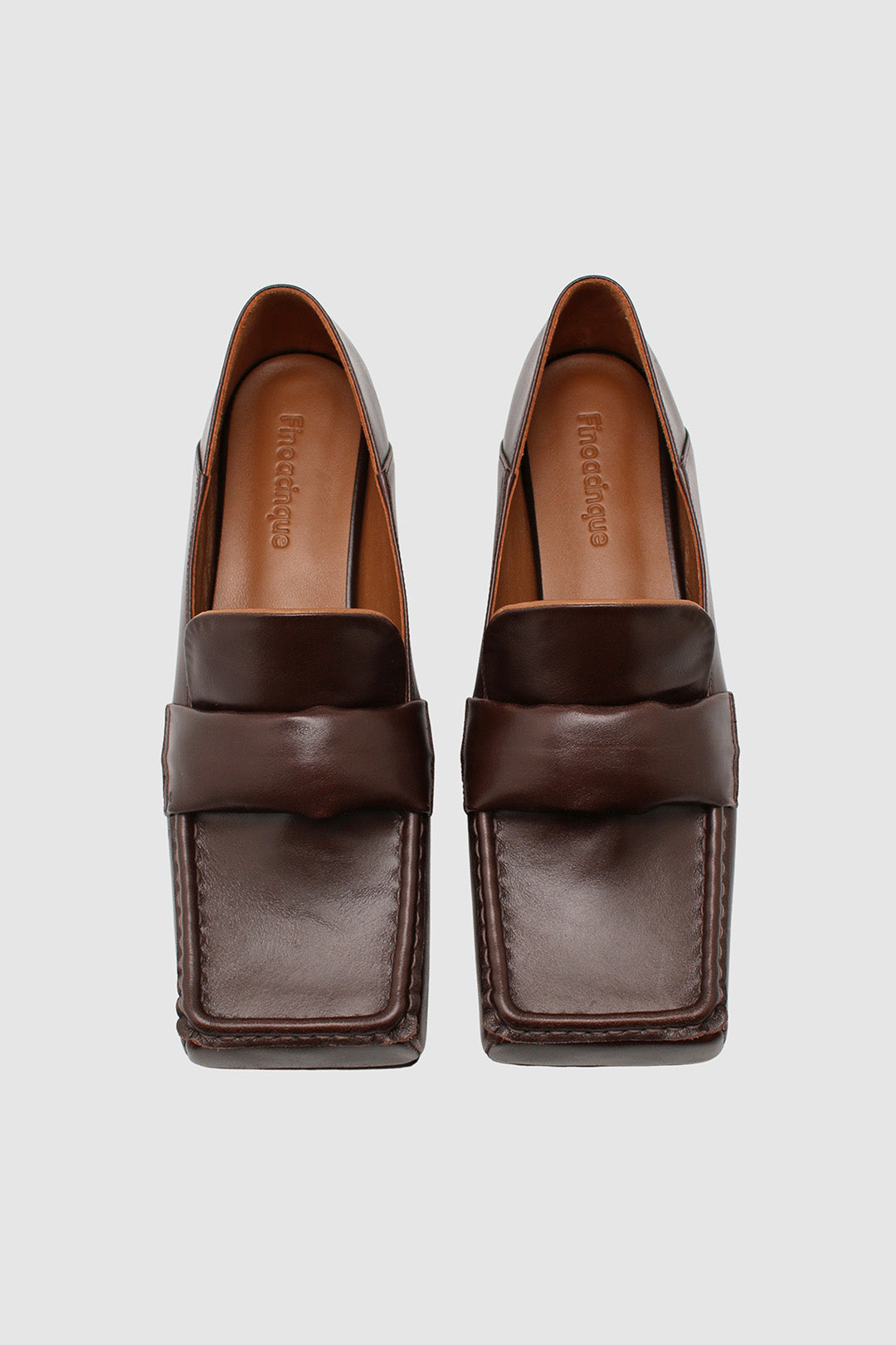 Finoacinque Arno Penny Loafers in brown leather, flat shoes with classic penny strap and sleek design, perfect for casual or formal wear.