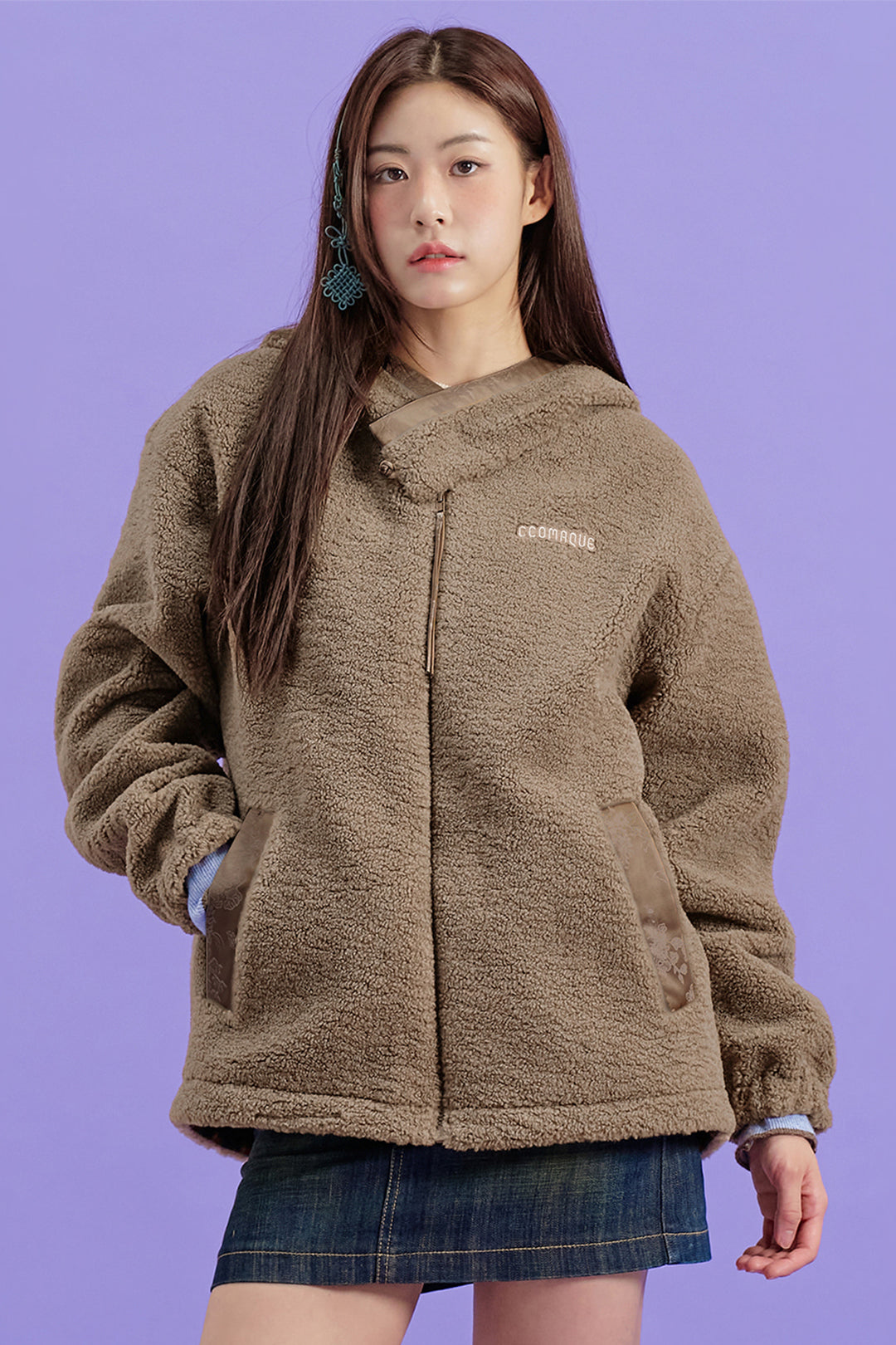 Felpa con cappuccio e cerniera da donna Gwimyeon