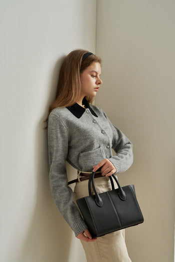 Medium MIULIN Blenged leather tote bag with sturdy handles and sleek design, perfect for daily use and stylish storage.