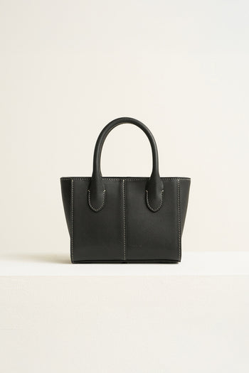 Small MIULIN Blenged leather tote bag with top handles and sleek design, perfect for everyday use.