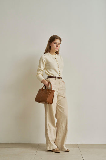 Medium Camille leather bag by MIULIN, featuring a stylish design with sturdy handles and a spacious interior.