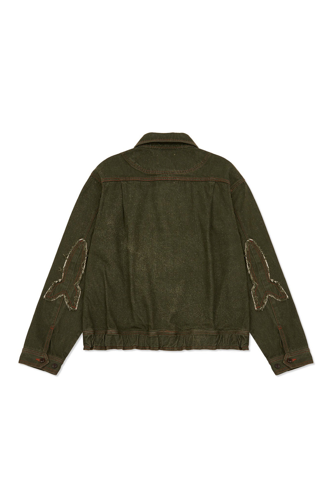 IOEDLE Crash Bloom laser-engraved jacket with detailed floral design, front view showing intricate artwork and stylish fit.