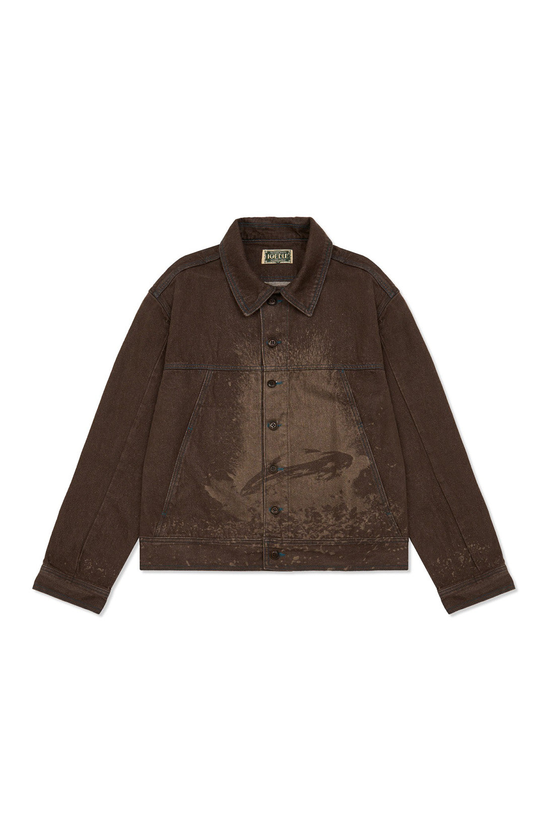 IOEDLE Crash Bloom laser-engraved jacket showing detailed floral design on dark fabric. Stylish and unique outerwear piece.