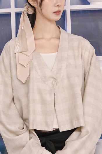 Jeogori Bolero Cardigan Check Snap