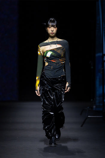 Hole Shirring T-Shirt Paris