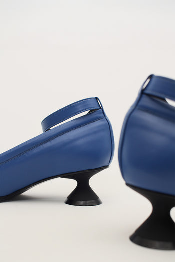 Uhjeo Hourglass Middle Heel Strap Pumps Navy