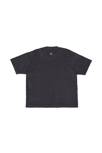 Laser printed half sleeve charcoal top by KIMMICK featuring detailed laser artwork on a casual, comfortable shirt.