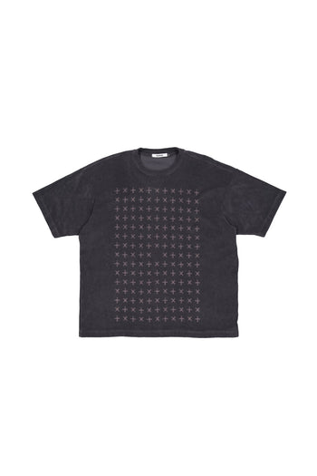 Laser printed half sleeve charcoal top by KIMMICK featuring a stylish design on soft fabric.