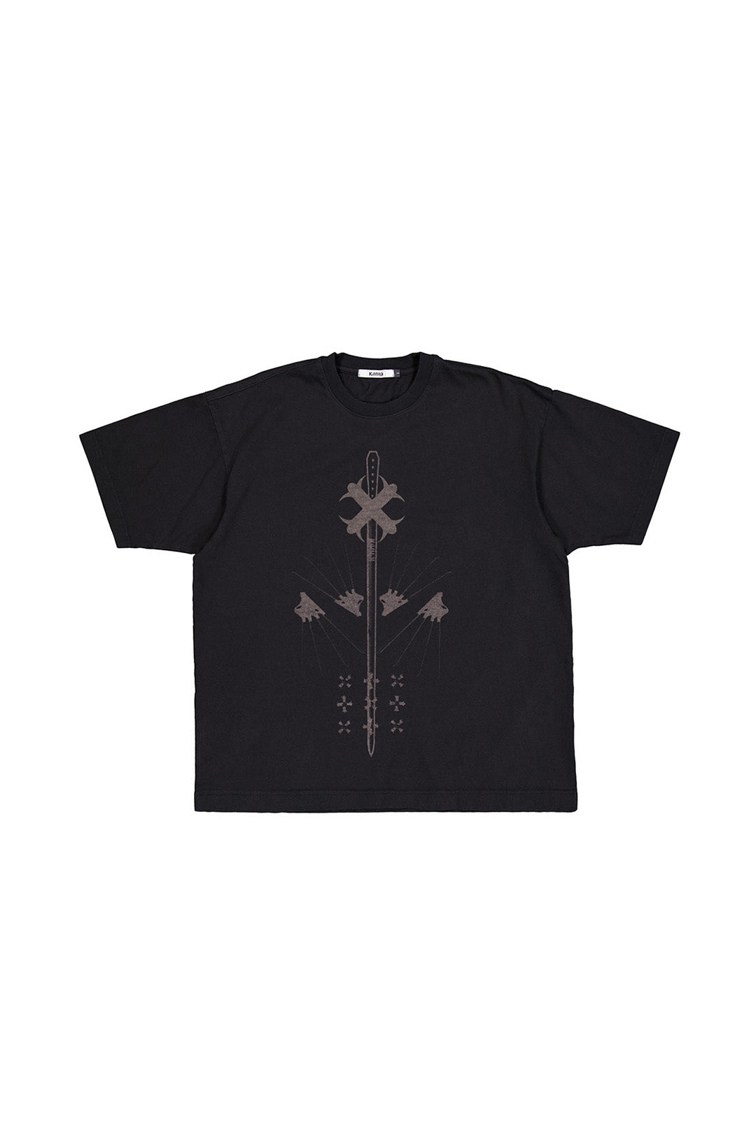 Laser printed black half sleeve top by KIMMICK featuring intricate laser designs on soft fabric.