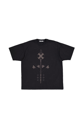 Laser printed black half sleeve top by KIMMICK featuring intricate laser designs on soft fabric.